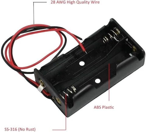 Battery Holder With Red And Black Wire 2 X Aa