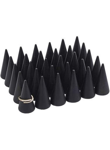 FINGERINSPIRE 30 Pcs Wood Cone Ring Holder Finger Jewelry Display Stand（Burlywood 1x2 Inch） Ring Display Stands Organizer DIY Craft for Retail Jewelry Organizer Holder