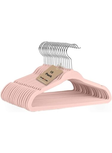 Dot Gift&Acirc;&reg; 15-Pack Pink Velvet Kids Hangers - 35cm Premium Childrens Hangers for Closet, Ultra Thin Cute Hangers Kids Clothes Hanger
