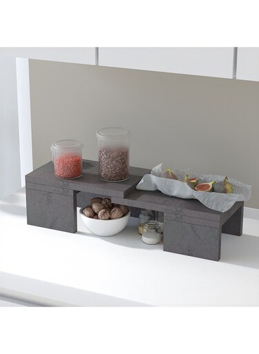 Wooden Storage Rack Kitchen Shelf Organiser, Spice Racks, Cupboard shelf for Home and Kitchen Storage - Anthracite Jura Slate