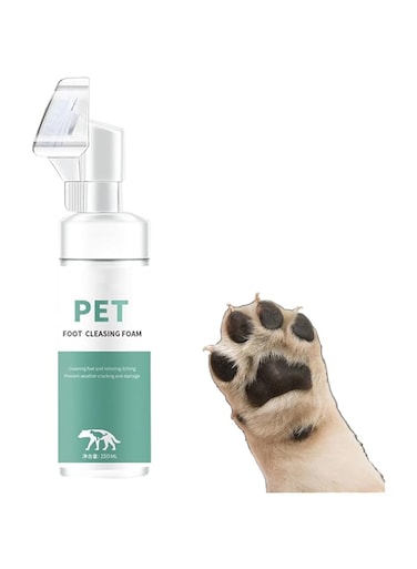 Pet Foaming Paw Cleaner for Dogs and Cats, No-Rinse Foaming Dog Paw Washer with Removable Silicone Bristle Brush