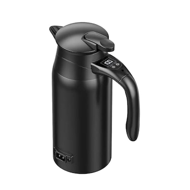 Portable Car Electric Kettle 12V/24V DC Travel Water Boiler with Temperature Display Black