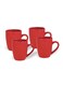 Stoneware Mug Set of 4 , Red 360ml