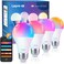 Lepro B1 AI Smart Bulb E27, 806LM 8.5W (Replace 60W), Music Sync Smart Screw Bulb, Voice Control Bluetooth &amp; WiFi Bulb, Personalized AI Lighting Designer, Work with Alexa &amp; Google Assistant, 4 Packs