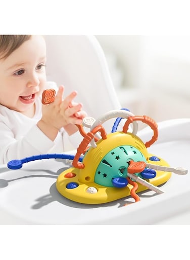 TOYBY Baby Sensory Montessori Toy for 6-12-18 Months,Baby Toys Silicone Suction Cup Toy for High Chair,Silicone Pull String Activity Toy Gift for Baby Infant Toddlers