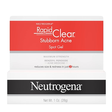 Neutrogena Rapid Clear Stubborn Acne Spot Treatment Gel with Maximum Strength 10% Benzoyl Peroxide Acne Treatment Medication, Pimple Cream for Acne Prone Skin Care, 1 oz