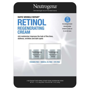 NeutrogenaRapid Wrinkle Repair Retinol Face Moisturizer, Daily Anti-Aging Cream with &amp; Hyaluronic Acid to Fight Fine Lines, Wrinkles, Dark Spots, 1.7 oz (pack of 2) 3.4 Ounce