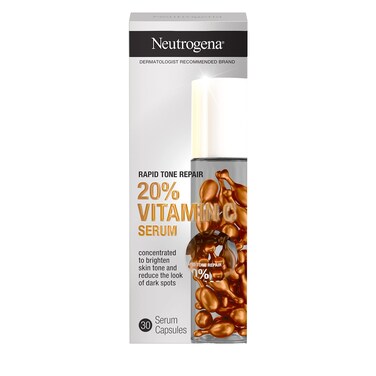 NeutrogenaRapid Tone Repair 20% Vitamin C Brightening Serum Capsules, Antioxidant Face Serum to Brighten Look of Dark Spots &amp; Even Skin Tone, Oil-Free, 30 Serum Capsules