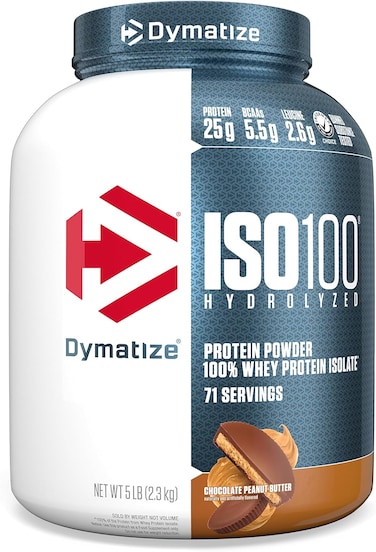 Dymatize ISO 100 Hydrolyzed whey protein isolate, Chocolate Peanut Butter, 5 LB