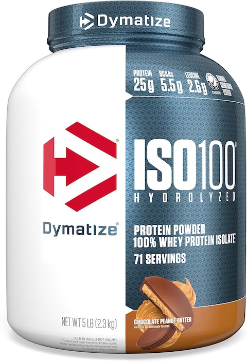 Dymatize ISO 100 Hydrolyzed whey protein isolate, Chocolate Peanut Butter, 5 LB
