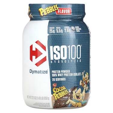 Dymatize ISO 100 Hydrolyzed whey protein isolate, Cocoa Pebbles, 1.43 LB