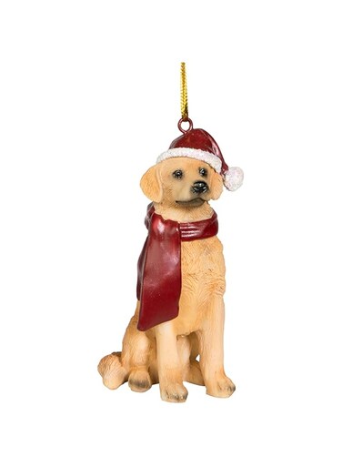 Design Toscano Christmas Xmas Golden Retriever Holiday Dog Ornaments, Full Color