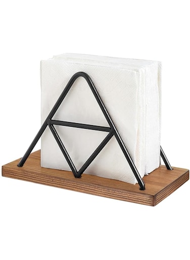 Wood Iron Paper Towel Holder Napkin Holder Paper Tissue Dispenser Home Kitchen Cafe Restaurant Triangle Vertical Decorative Stand