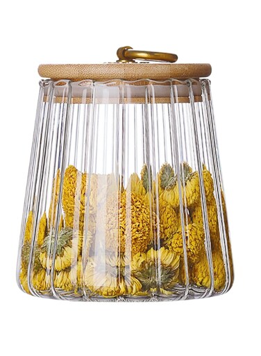 650ml Glass Coffee and Nuts Storage Jar Airtight with Bamboo Lid and Metal Handle for Easy Grasping Decorative Kitchen Container