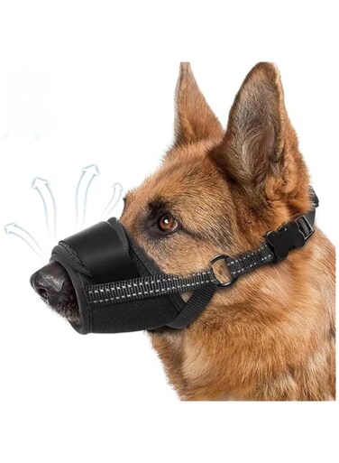FDTY 1pcs Soft Muzzle For Medium Large Sized Dog To Anti And Prevent Biting Barking Chewing, Air Mesh No Muzzle With Adjustable Strap (M)