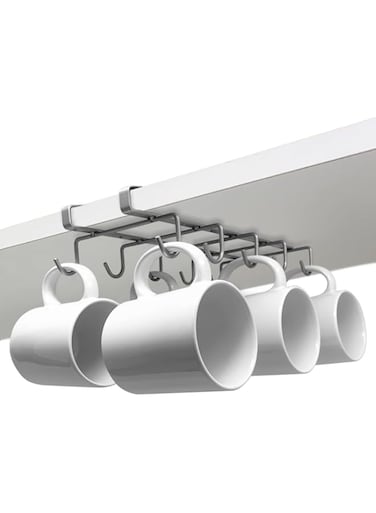 Joeji's Kitchen Hanging Cup Holder &amp; Hanging Glass Holder Organizer &ndash; Good for 10 Cups Cupboard Storage