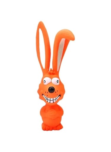 Latex Dog Chew Toy, Green Rabbit Design, 17 cm Height (orange)