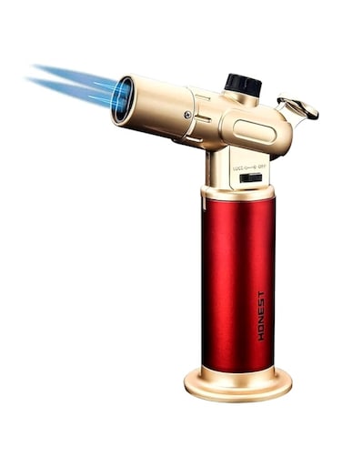 GO2CAMPS Windproof Torch Lighter Butane Refillable Gas Lighter Double Jet Flame Adjustable (Butane Gas Not Included) for Bakhoor charcoal,Cigar,Candle,Cooking,Camping,Baking,BBQ(Red), HNSTR