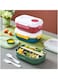 Lunch box for school, 3 compartments for student kids work office bento lunch box 1100ml with Reusable Spoon and Fork, with Sauce/Ketchup container (Maroon)