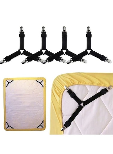 Adjustable Sheet Clips Fitted Sheet Straps Holder Elastic Fasteners with Metal Clips for Full Size Bed Bed Sheet Straps