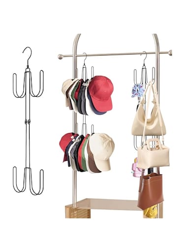 NALACAL Purse Hanger Organizer for Closet, 2 Pack Rotatable Hanging Bag Holder, 4 Hooks Scarf Hanger Handbag Storage Hook for Space Saving,Handbags,Belts,Scarves,Tote,Baseball Hats,Backpacks