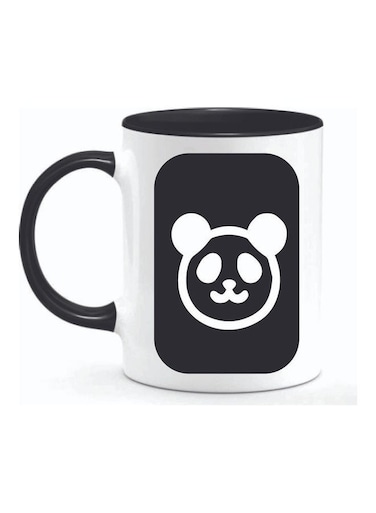 White Panda Face Printed Ceramic Mug Black/White