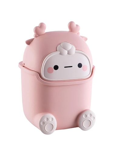 Aiabaleaft Cute Flip Trash Can Cute Animal Shape Trash Cans Cute Desktop Trash Can for Bathrooms,Kitchens,Offices,Waste Basket for Dressing Table(Pink)
