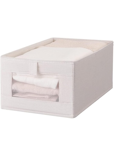 Excefore Foldable Cotton Linen Fabric Storage Bin with Clear Mesh Window - Stylish, Practical, and Versatile Organizer