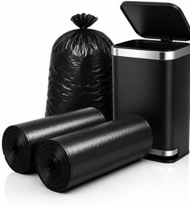 150 Count 5 Gallon Trash Bags, Multipurpose Heavy Duty Black Garbage Bags, Small Waste Bin Liners, Leak Resistant Strong Trash Bags for Home, Kitchen, Office, Bathroom &amp; Outdoor Use.