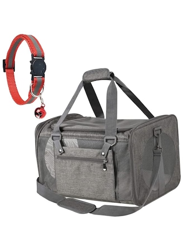 Generic Airline Approved Pet Carrier for Cats, Dogs, Small Pets - Comfortable, Durable, Breathable - Car, Airplane Compatible - Grey