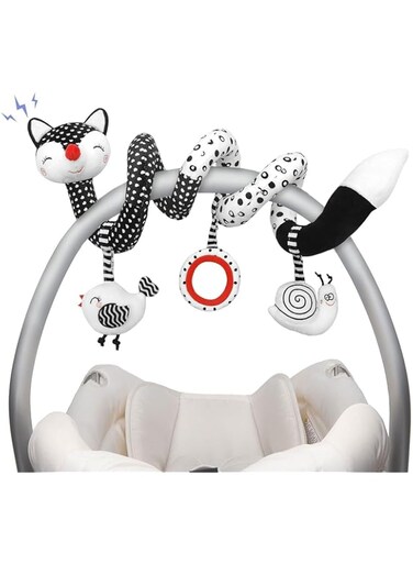 Bolivia's Spiral Plush, Black and White Hanging for Mobile, Sensory Best Gift for 0-12 Months, Stretch and Spiral Activity Car Seat
