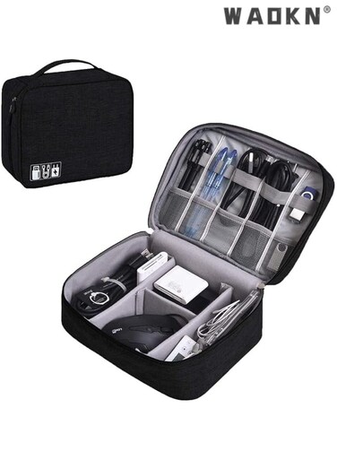 Large Electronic Accessory Bag, Travel Cable Organizer, Waterproof Portable Storage for Adapters, Memory Cards, USB Cables - Compact, Durable Travel Storage for All Gadgets