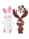 Monlida 2 PCS Dog Chew Toys for Aggressive Chewers,Indestructible Rabbit Shape Beef Flavored Dog Chew Toy,Squeaky Bunny Plush Toys,Great for Small, Medium, Large Dogs