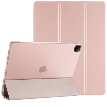 TRON Case For iPad Air 13 inch Case M2 2024, iPad Pro 12.9 Case (6th/5th Gen 2022/2021), Trifold Stand Smart Cover Auto Wake with Pencil Holder Soft TPU Back, Pink
