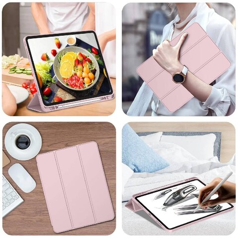 TRON Case For iPad Pro 13 Inch Case 2024 (M4/7th Gen), iPad M4 13 Case Smart Folio iPad Pro 13 Case, Slim Stand Hard Shell Back 13-inch 2024 iPad Pro Case For A2925 A2926 A3007 - Pink