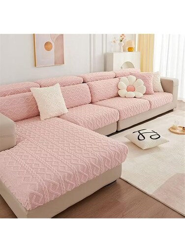 KNVSS Stretch Sofa Cushion Covers,Sofa Seat Cushion Covers Stretch Polyester Fabric Seat Cushion Protector, Non-Slip Couch Slipcovers (Pink,2 Seater)