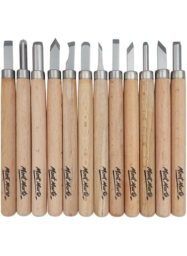 Mont Marte Wood Carving 12-Pieces Set