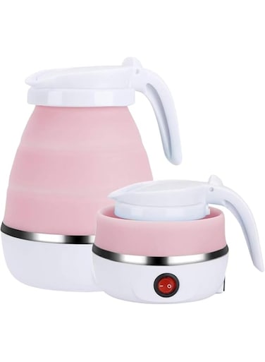 MAGA ZONE Foldable Electric Kettle &ndash; Portable Travel Kettle, Collapsible Food Grade Silicone Water Heater, Fast Boiling with Compact Design, Pink