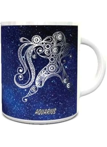 imPRESS White Ceramic Coffee Mug with Zodiac Sign Aquarius Design
