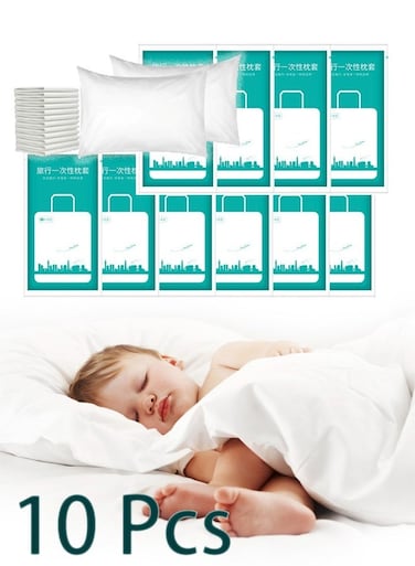 Pillow Case Covers,White Pillow For Hotels Single Use Pillowcase,Non Woven Pillow Covers,Disposable Portable Bedding for Travel,Disposable Home Bedding Supplies(10 Pcs)