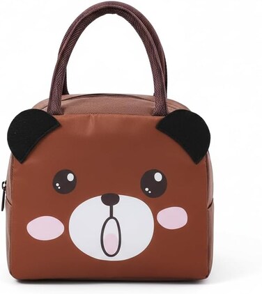 Mobcos Panda Smile Brown Large Capacity Insulated Lunch Bag   Waterproof &amp; Stain-Resistant Meal Tote with Advanced Temperature Retention   Durable Polyester Lunch Bag for Office &amp; School