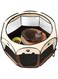 L DDLPOCKET Foldable Pet Playpen - Portable Tent for Dogs and Cats   Water Resistant   Removable Shade Cover   Ideal for Indoor/Outdoor Use (Brown, 91CM*91CM*58CM)