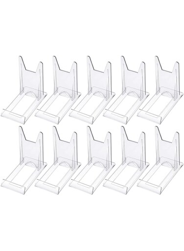 Acrylic Plate Stands Plastic Display Holders Picture Plate Holders Clear Mini Easels Stands to Display Pictures or Plate for Home Office Supplies Festival Party Decoration(10 Pieces)