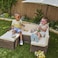 Outdoor Sectional Ottoman &amp; Umbrella Set- Bear Brown &amp; Beige