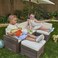 Outdoor Sectional Ottoman &amp; Umbrella Set- Bear Brown &amp; Beige