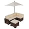 Outdoor Sectional Ottoman &amp; Umbrella Set- Bear Brown &amp; Beige