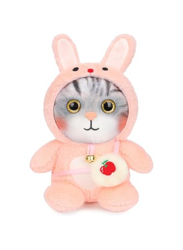 SYOSI Adorable Cat Stuffed Animal Dressed in Penguin Costume Soft Cuddly Toys for Boys and Girls Birthday Gifts (Pink)