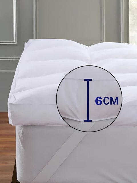 MAXQON Mattress Topper 6CM Thickness  Quilted Microfiber 600gsm, Color White, Super King Size 200x200cm