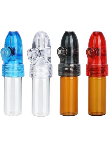 4 PCS Environmentally and Refillable Portable Spice Dispenser, with Knob Switch Storage Bottle, Salt and Pepper Shakers,Refillable Glass Bottle for Traveling