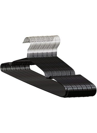 LENDIS 30 Pack Non-Slip Stainless Steel Hangers, Metal Hangers, Slim Space Saving Design, Strong and Durable Garment Hangers for Suits, Coats, Dresses, Jackets, Pants and All Kinds of Clothing (Black)